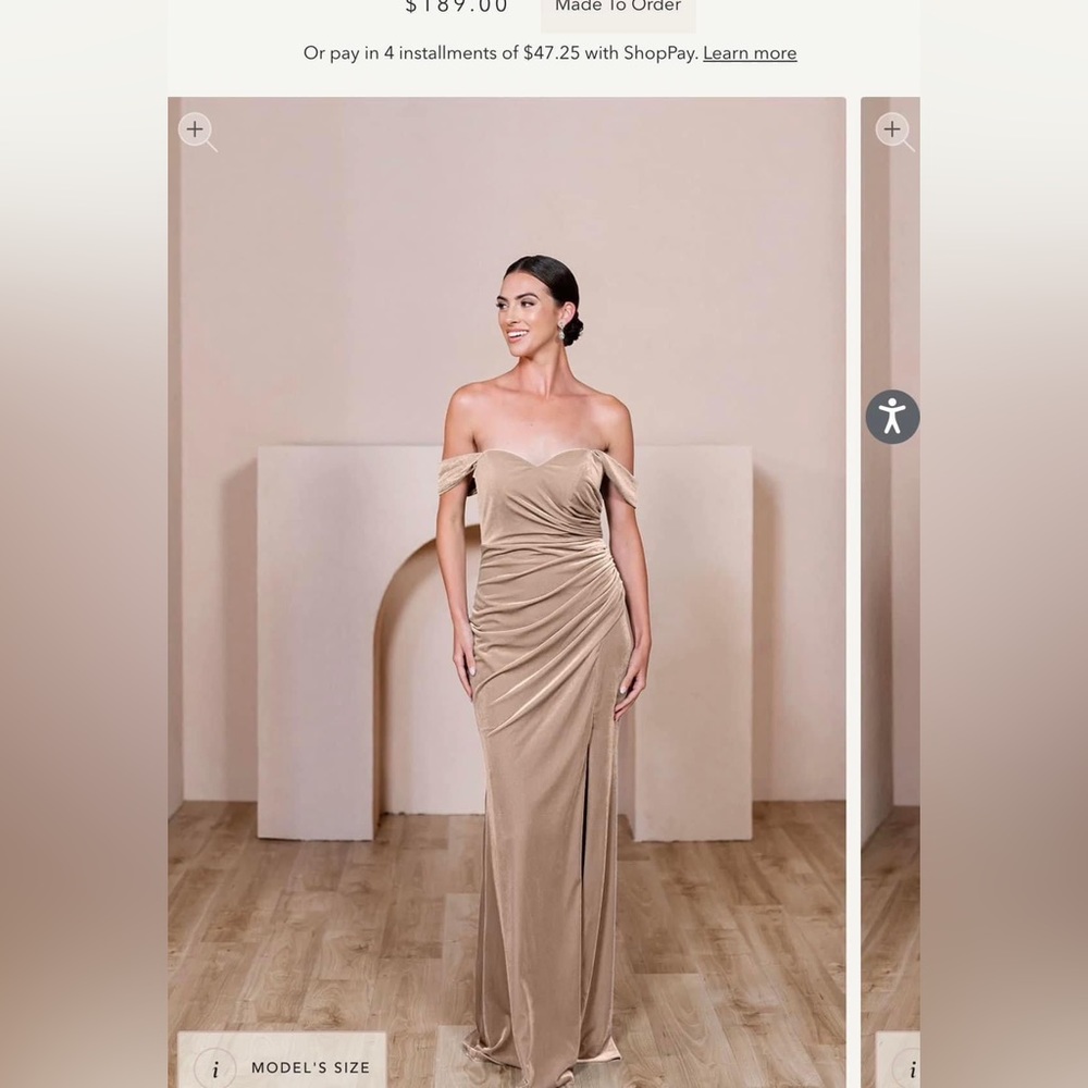 Revelry Ariel Convertible Champagne Velvet Dress, Champagne, sz4 petite maxi